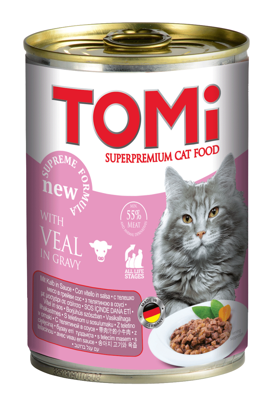 tomi-400g-cat-veal טומי שימורים מזון מלא לחתול עגל ברוטב 400 גרם Tomi – תמונה 1