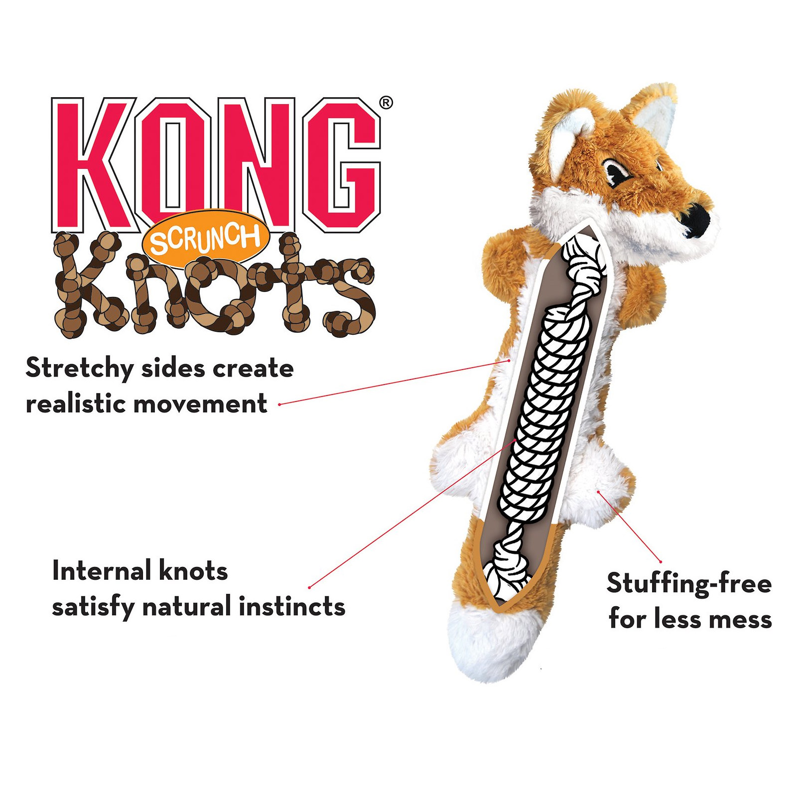 kong-knot-squirrel קונג צעצוע לעיס עם קשר KONG Scrunch Knots – תמונה 2