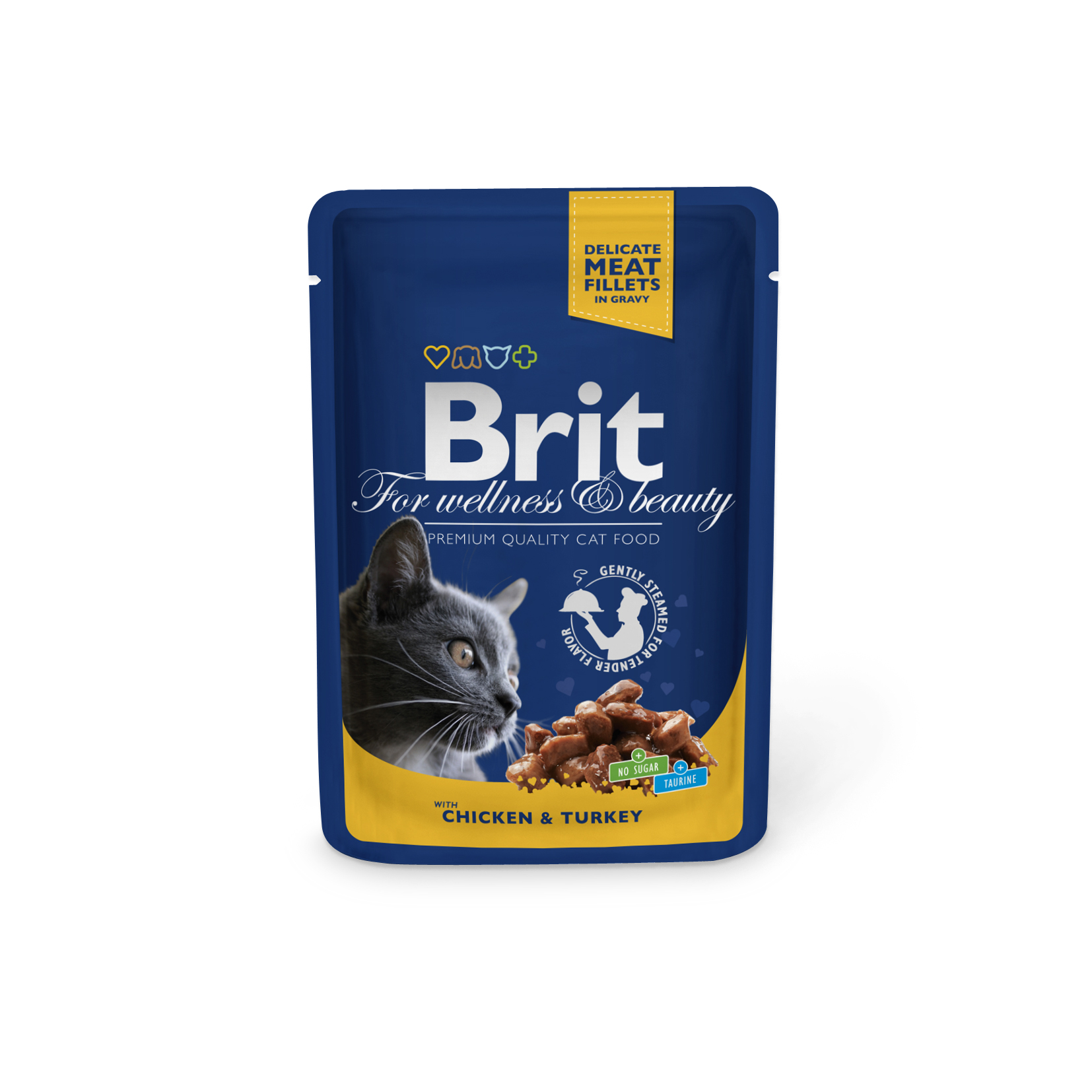 BP Cat_Pouch_chicken&turkey בריט פרימיום פאוץ' לחתול במגוון טעמים Brit Premium – תמונה 1