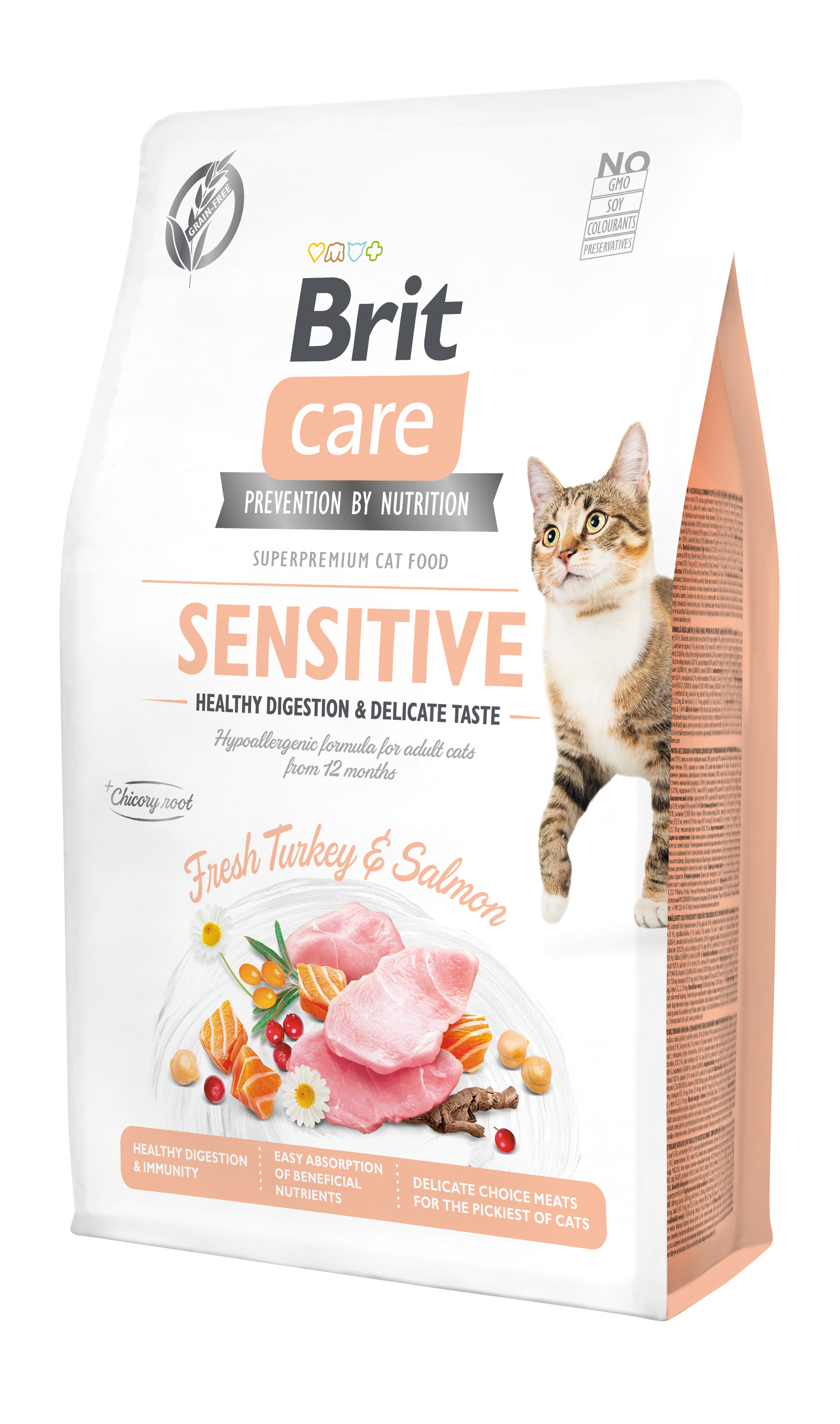 18461_BCC_Dry_food_2kg_SENSITIVE בריט קר חתול בוגר סנסטיב נטול דגנים 2 ק"ג Brit Care – תמונה 1
