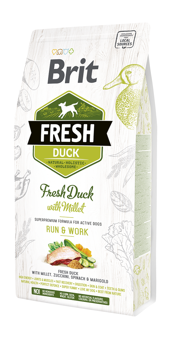 FRESH_duck_2500g_3D בריט פרש כלב פעיל בוגר ברווז ודוחן 2.5 ק"ג Brit Fresh – תמונה 1
