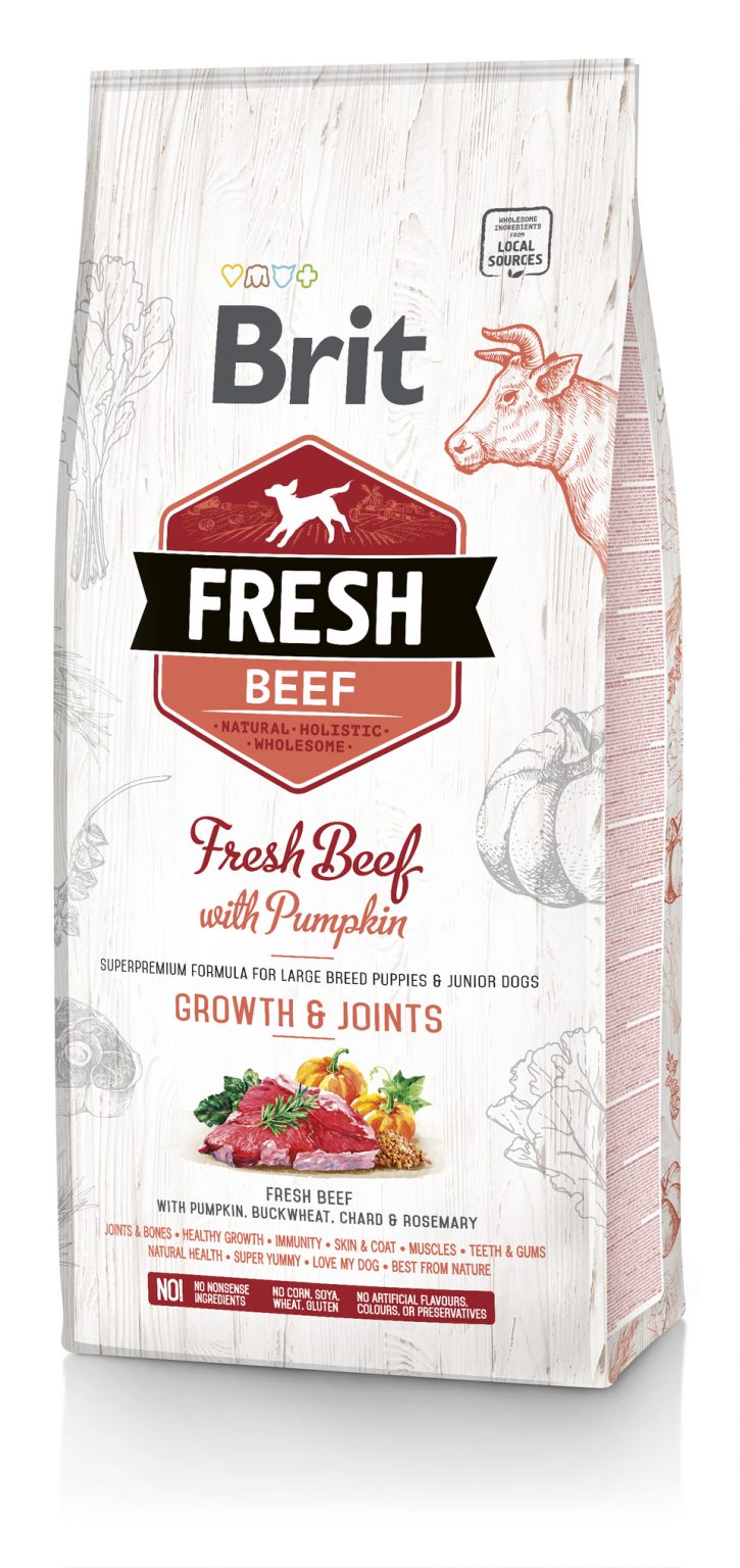 ⁦בריט פרש כלבים גור גזע גדול בקר ודלעת 12 ק"ג Brit Fresh⁩ – תמונה ⁦1⁩