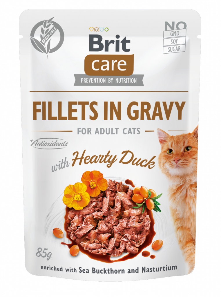 ⁦בריט קר פאוץ לחתול 85 גרם לבבות ברווז ברוטב Brit Care⁩ – תמונה ⁦1⁩