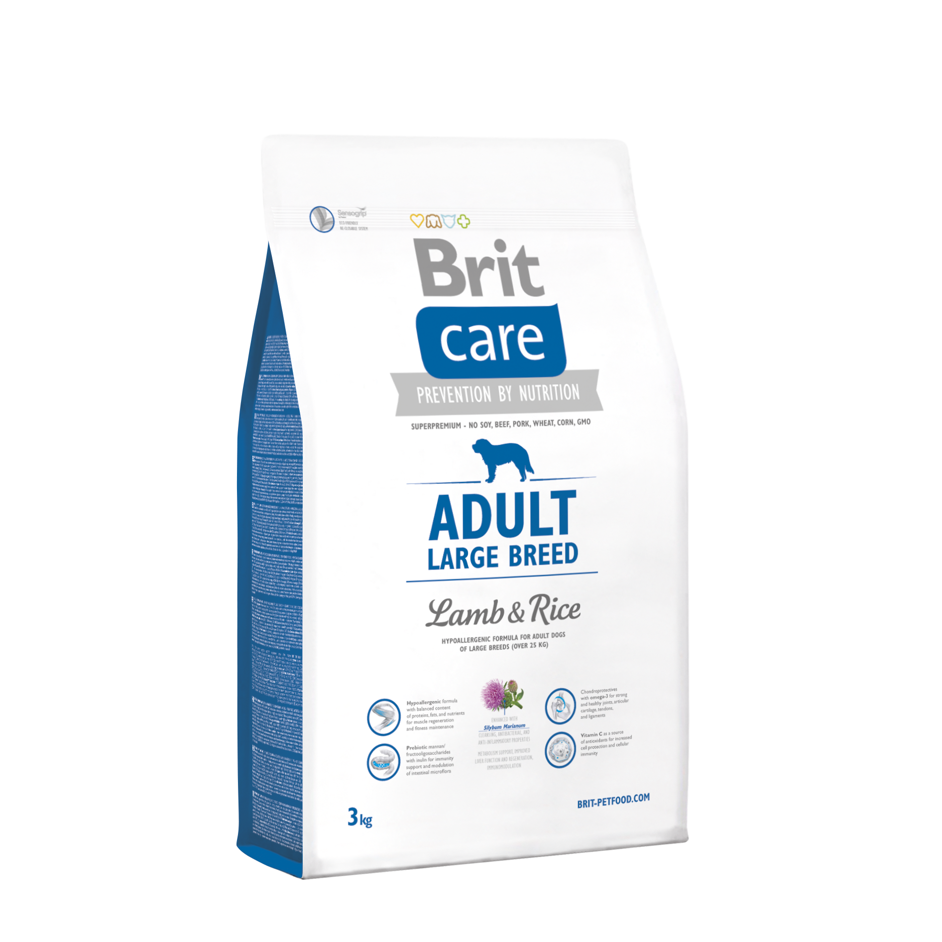 3kg_adult-lb.png בריט קר כלב בוגר גזע גדול 3 ק"ג כבש ואורז Brit Care – תמונה 1