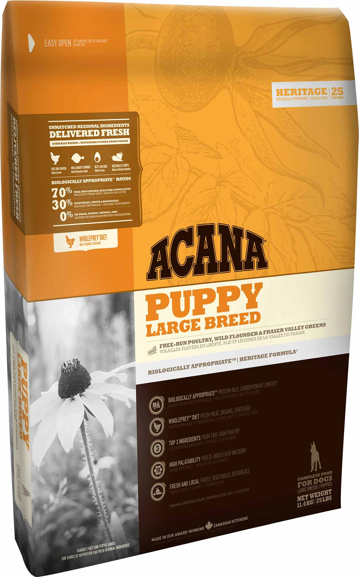 Acana_dog_puppy_large_breed-1800-2.jpg אקנה גור גזע גדול 17 ק"ג Acana – תמונה 1