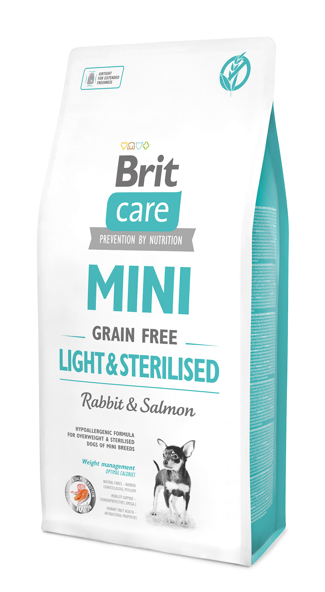 BC_mini_Light_3D_7kg.jpg בריט קר מיני נטול דגנים בוגר לייט/מסורס 2 ק"ג Brit Care – תמונה 1