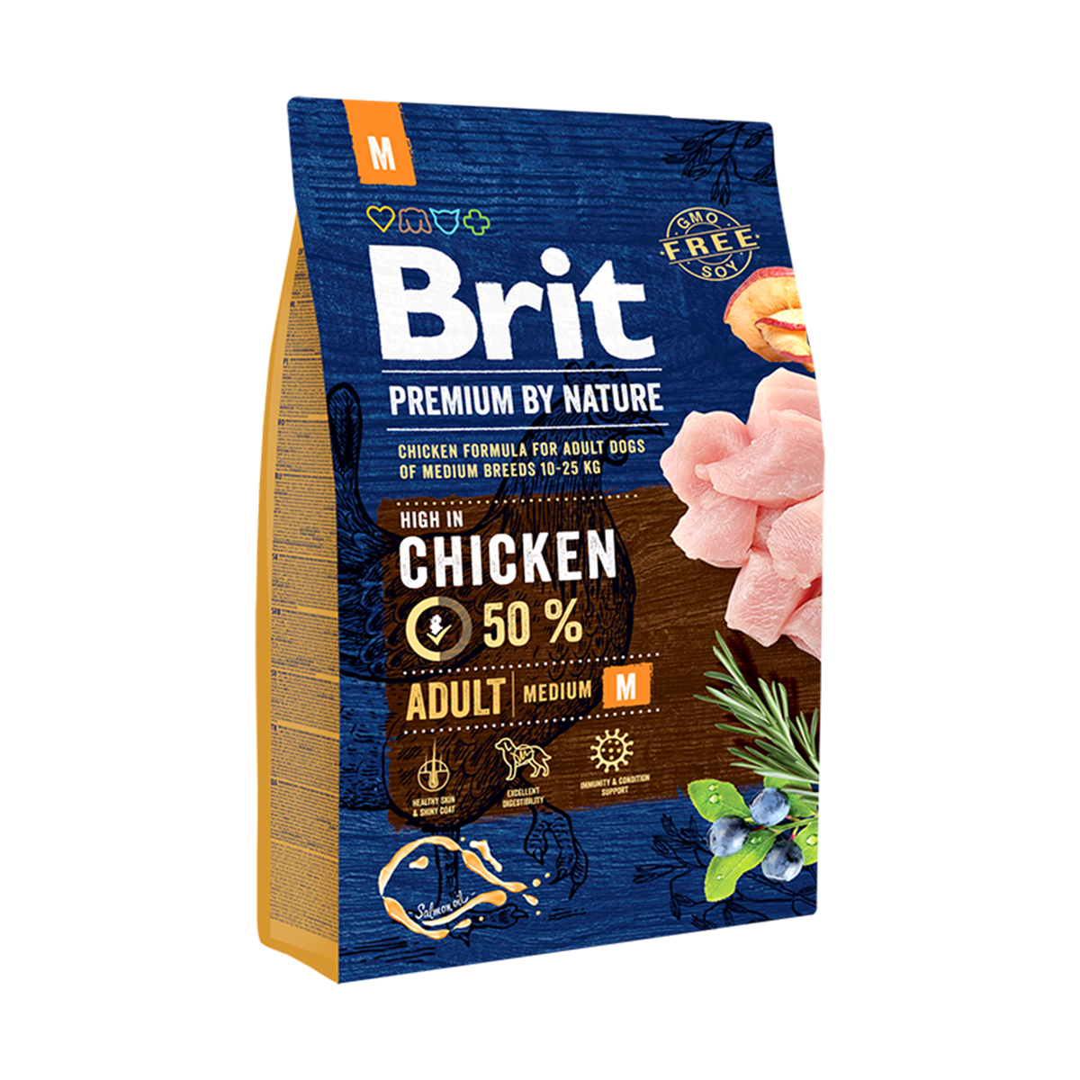brit-premium-adult-m-3kg.png בריט פרימיום כלב בוגר גזע בינוני 3 ק"ג עוף Brit Premium – תמונה 1