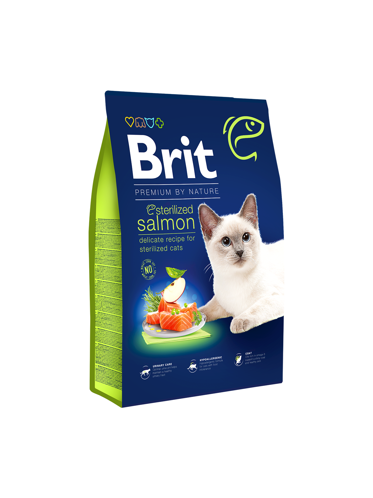 sterilized-salmon בריט פרימיום חתול מסורס סלמון 1.5 ק"ג Brit Premium – תמונה 1