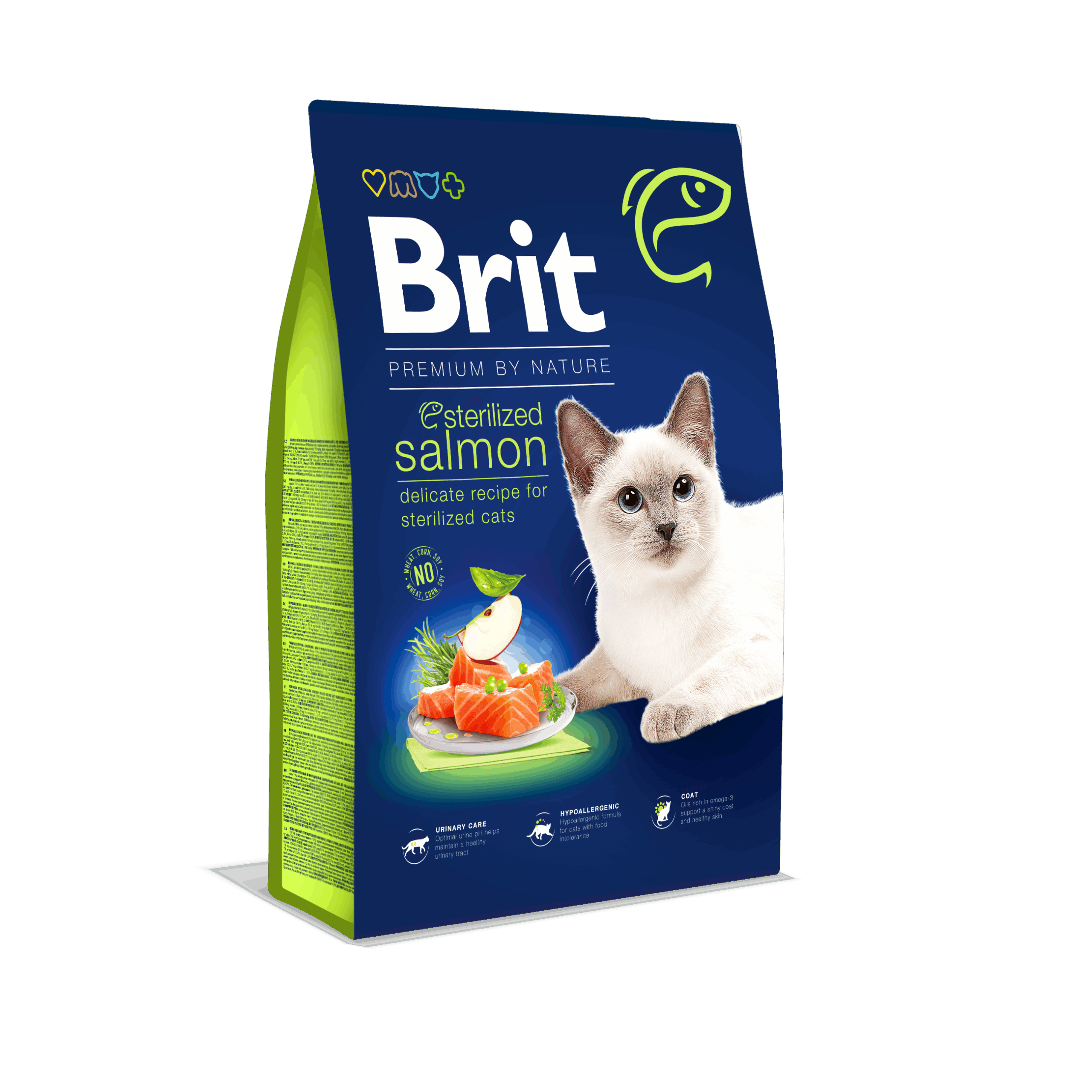 STERILIZED_SALMON_8kg בריט פרמיום חתול מסורס סלמון 8 ק"ג Brit premium – תמונה 1