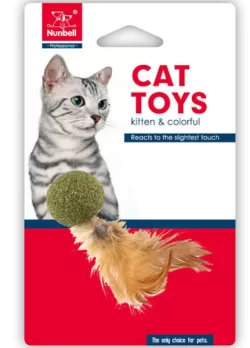 צעצוע לחתול כדור קטניפ עם נוצה CATNIP TOYS