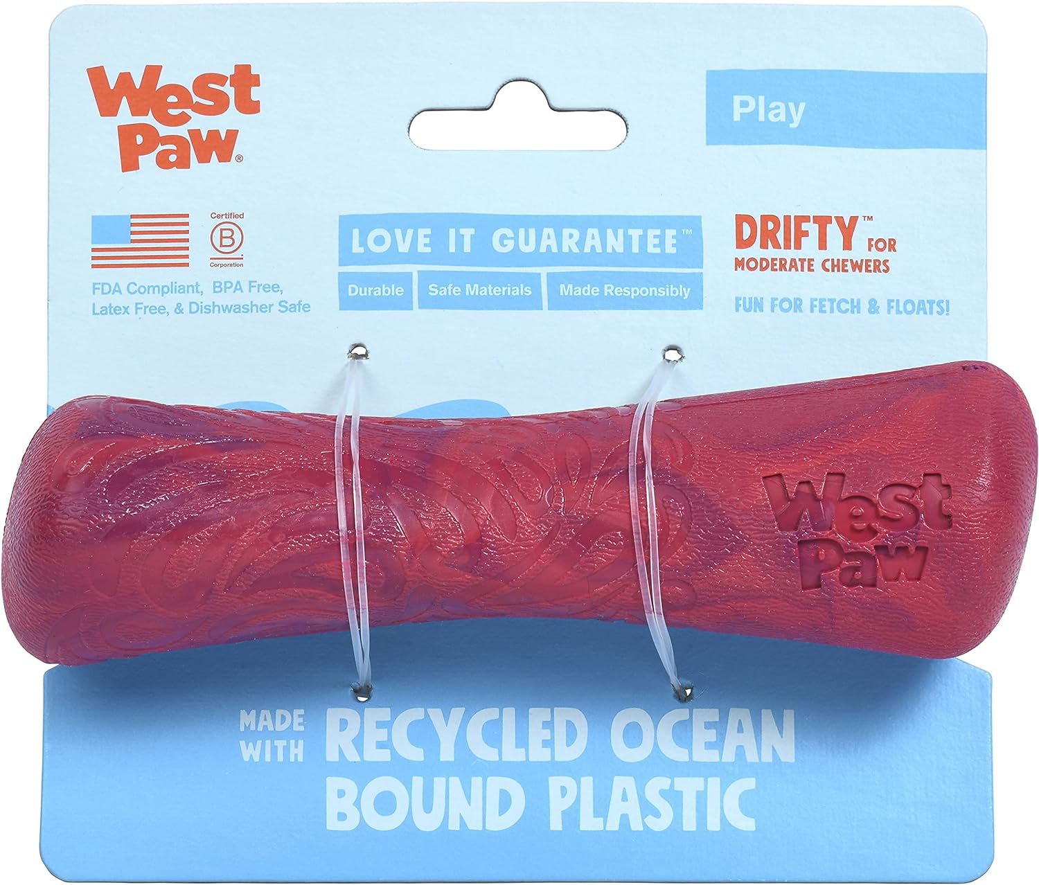 דריפטי אדום ווסט פאו דריפטי S ורוד 15 ס"מ West Paw – תמונה 1