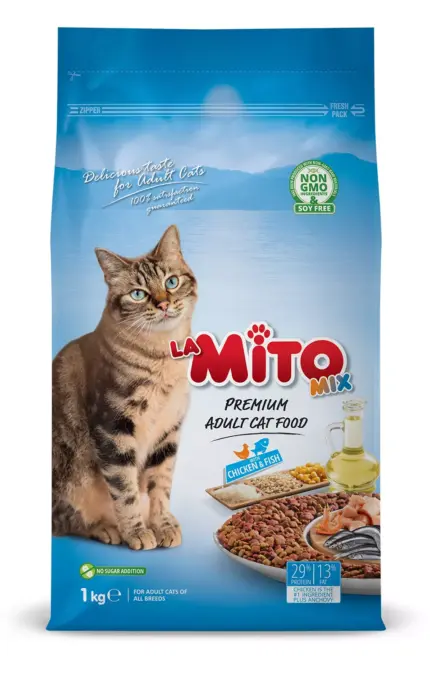 מיטו חתול מיקס עוף ודגים 1 ק"ג  Mito