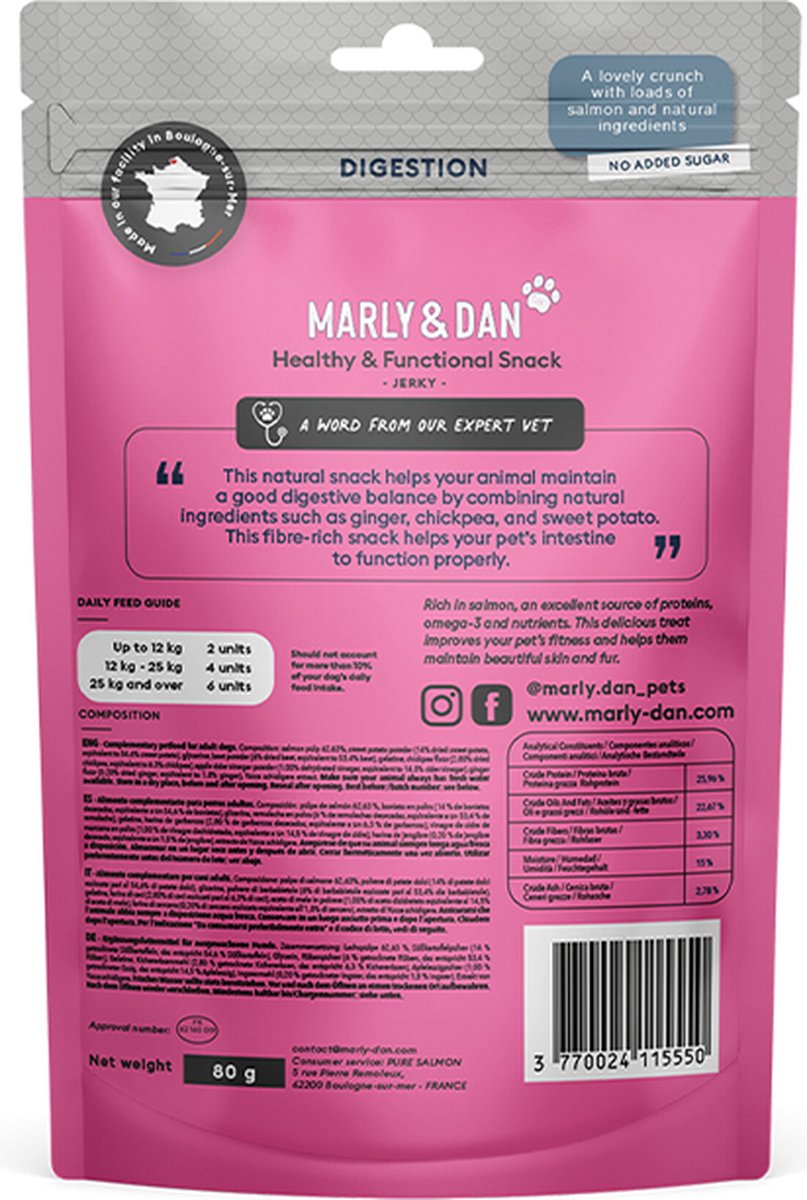 807x1200 MARLY&DAN חטיף ג'רקי לכלבים למערכת עיכול 80 גרם – תמונה 2