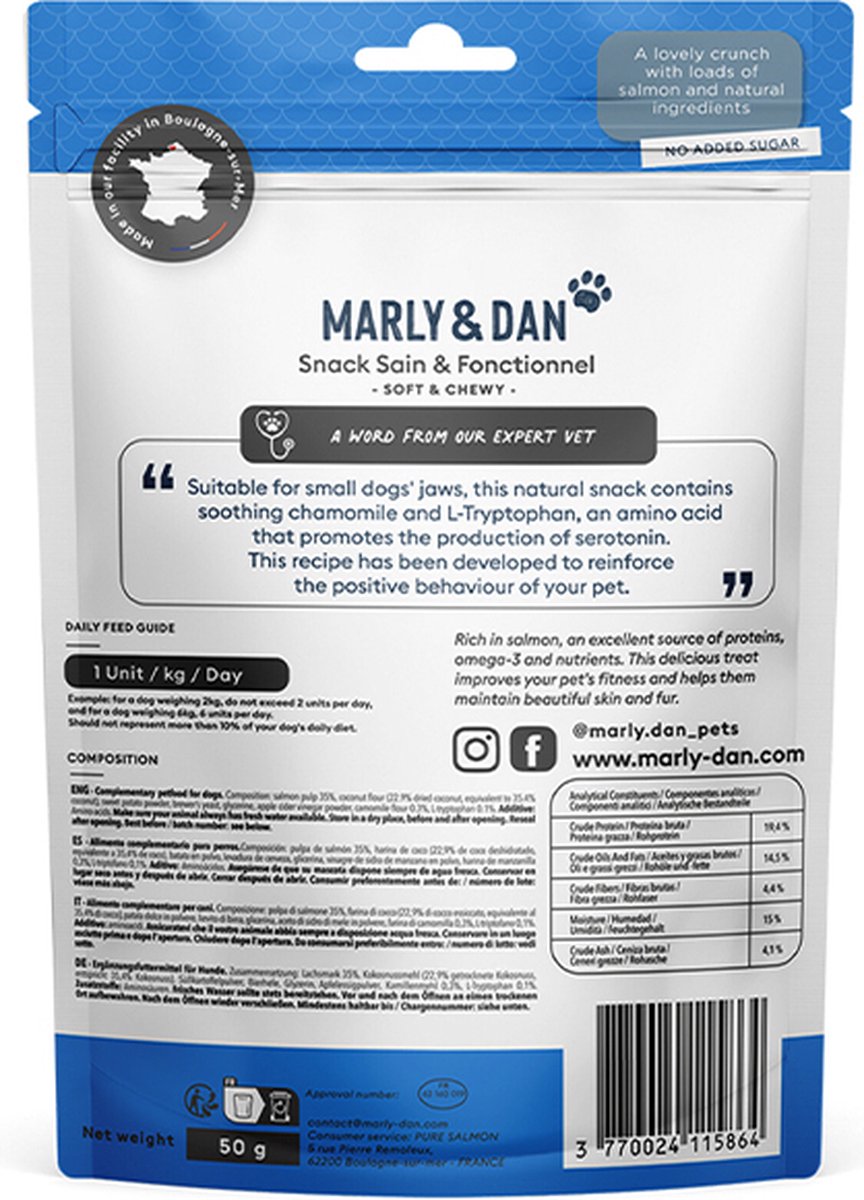 864x1200 (3) MARLY&DAN חטיף רך לכלבים קטנים להרגעה 50 גרם – תמונה 3
