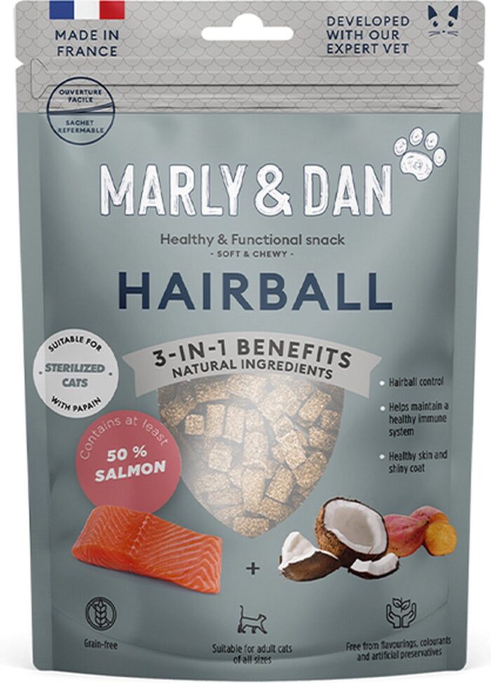 ⁦MARLY&DAN חטיף רך לחתולים היירבול 40 גרם⁩ – תמונה ⁦1⁩