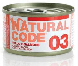 נטורל קוד 03 עוף וסלמון לחתול 85 גרם Natural Code