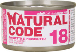 נטורל קוד 18 טונה ופרושוטו לחתול 85 גרם Natural Code